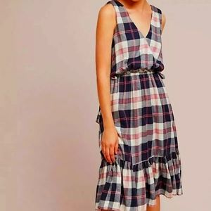 Anthropologie Dickens Plaid midi Dress Isabella Sinclair sleeveless Medium